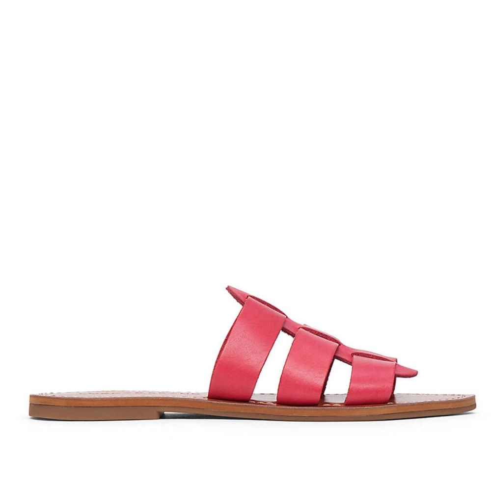 Pink Genuine Leather Slide Flat Sandals - Picture 5 of 7